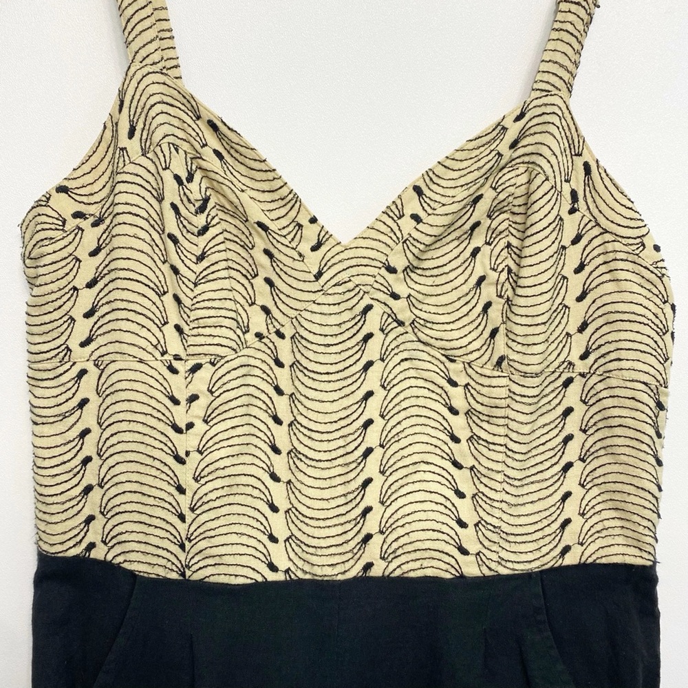 anthro | lilka banana bunch embroidered romper linen smocked s - Picture 3 of 13